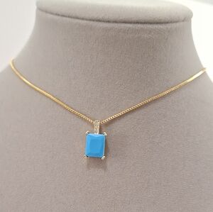 Turquoise Diamond Cut Pendant Necklace